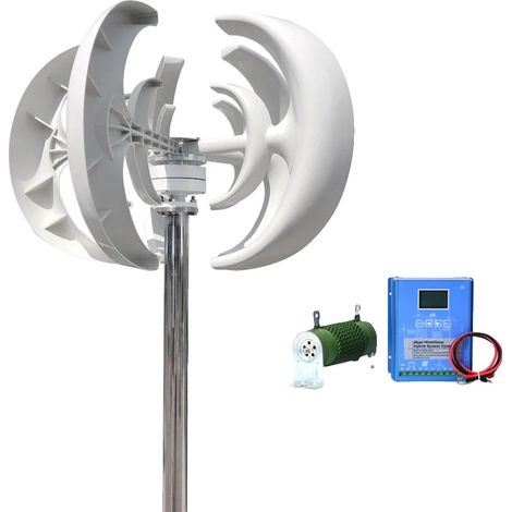 Générateur d'éolienne, conception à axe vertical, haute efficacité, Avec contrôle hybride-b, 3000W-h, 48V-b (1/2)