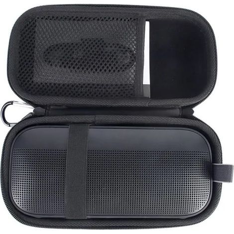 Boîte de rangement pour haut-parleur - entièrement noire + mousqueton (1/5)