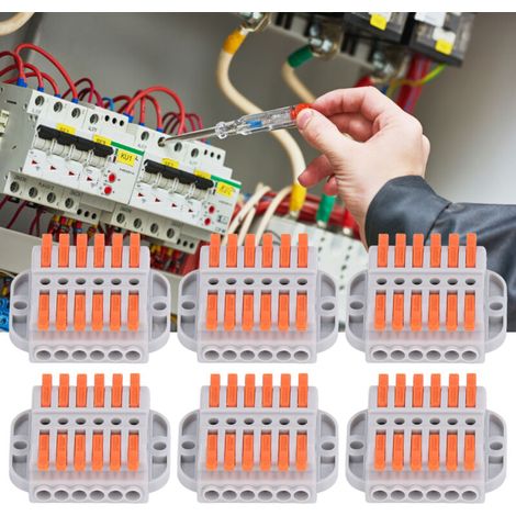[NEVER USED] 6Pcs Compact ABS Wire Connectors Copper Quick Connect Terminal Universal Wiring Conductors
