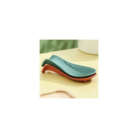 Soporte de silicona para cucharas, soporte para utensilios de cocina resistente al calor, tapete para cucharas y espátulas, juego de 2 (bandeja azul Nero, bandeja rojo claro).-Crezuo