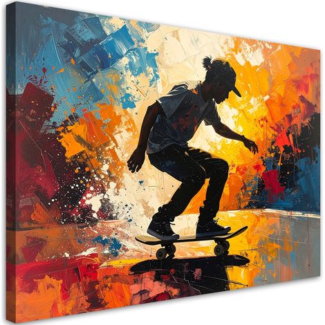 Quadro su tela Skater in uno scenario urbano pieno di energia 30x20 (1/5)