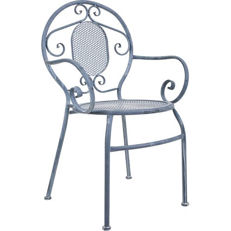 Sillón de forja gris 58x54x88l cm