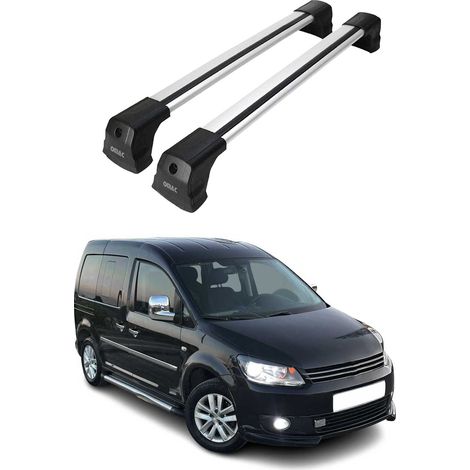 OMAC Barres de toit compatibles avec VW Caddy III 2003-2015 Pre-FL – 2 barres – Antivol inclus – Aluminium Argent (1/4)
