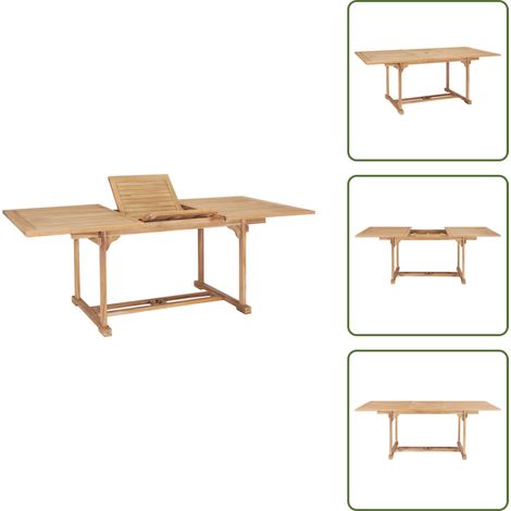 The Living Store Tavolo da Pranzo Allungabile 150-200x100x75 cm Massello di Teak - Tavolo da giardino in teak