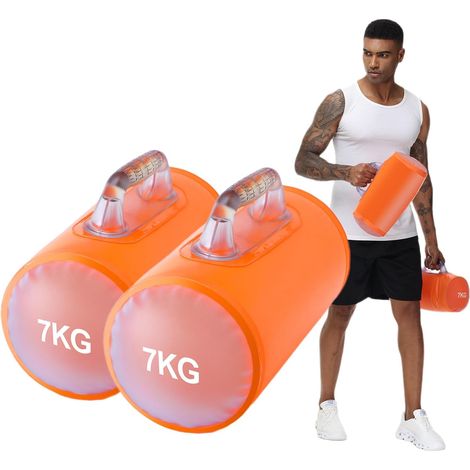 Haltères à Eau, Sac Eau Fitness, Poids de Voyage, poids réglables jusqu'à 10/14 kg par paire, pour l'entraînement en force, Sac de Sable Alternative (1/5)