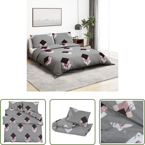 vidaXL Housse de couette 100% coton - Ensemble de housse de couette Gris 240x220 cm Coton (1/5)