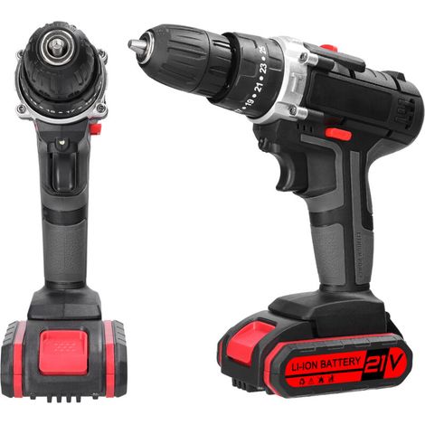 3-in-1 Multifunctional Electric Drill, Lithium-Ion Portable Screwdriver, 21V Brushed Impact Motor, 2 Speeds, Continuously Variable Speed Control, 25 Adjustable Torque Settings (1/5)
