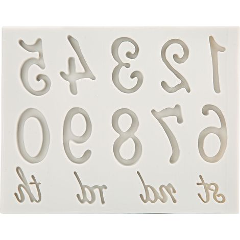 Moules en silicone ménager avec chiffres et lettres, antiadhésifs, pour gâteaux, fondant, chocolat et loisirs créatifs, gris (1/4)