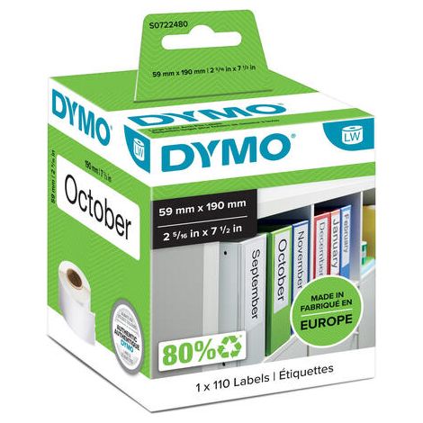 DYMO LW -Etiquetas para archivadores de tamaño grande - 59 x 190 mm - S0722480