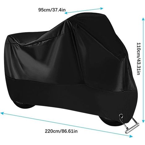 Housse de protection pour moto XL 220x95x110cm – Imperméable 210D Oxford – Résistante au froid et aux intempéries – Anti-poussière – Noir (1/5)