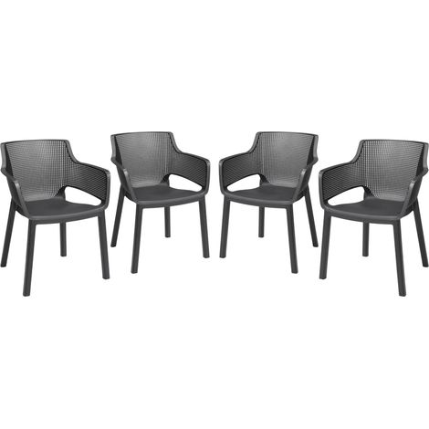 Keter Set x4 Silla de exterior de jardín Elisa Grafito 61,5x53x78,4 cm