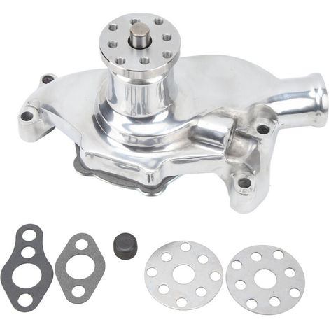 Short High Volume Water Pump, Heavy Duty Aluminum V8 Engine Water Pump with High Water Flow for V8 283 327 350 (Bright). (1/5)