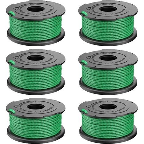 Emballage de 6 bobines de fil vertes adaptées pour le Black & Decker GL7033 GL8033 GL9035 A6482 débroussailleuse (1/5)
