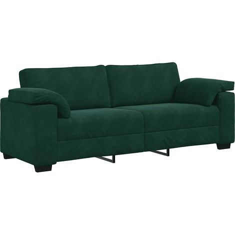 Divano a 3 Posti Sofa Verde Scuro 220x77x82 cm in Velluto (1/5)