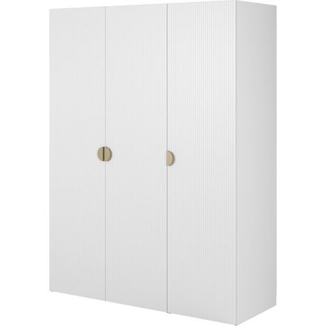 Selsey Moonir - Kleiderschrank 3-türig mit Kleiderstange und Regalen, 150 cm, weiß (1/5)
