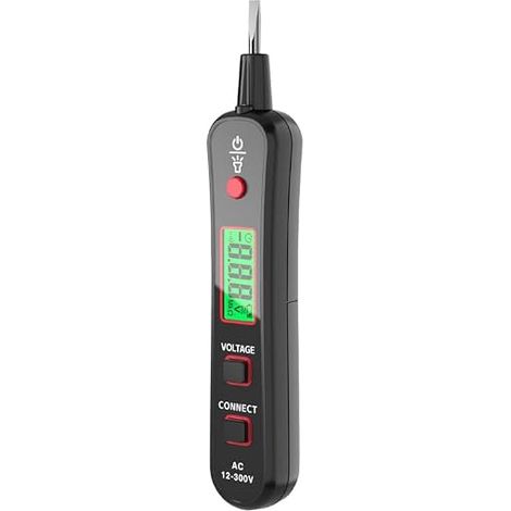 Testeur de tension sans contact, affiche une tension CA 12 à 300 V, testeur électrique avec lampe de poche, alarme buzzer, recherche de point de rupture de fil, alarme sonore et lumineuse (1/5)