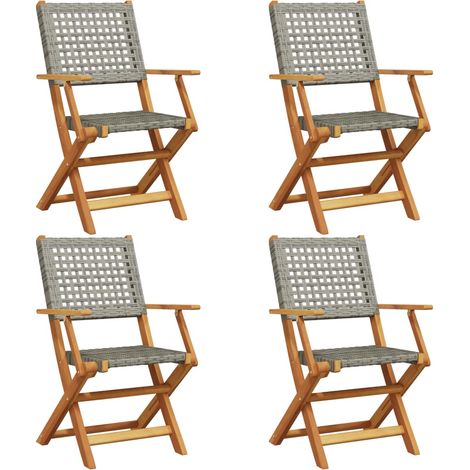 Maison Exclusive - Gartenstühle 4 Stk. Klappbar Grau Poly Rattan