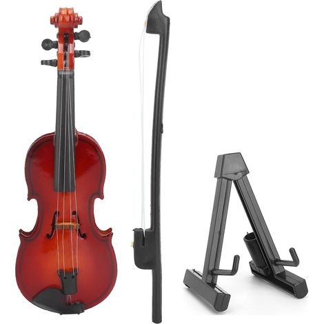 Violon miniature 1/6 échelle 10cm, décoration instrument pour maison de poupée, accessoire ornement jouet (1/5)