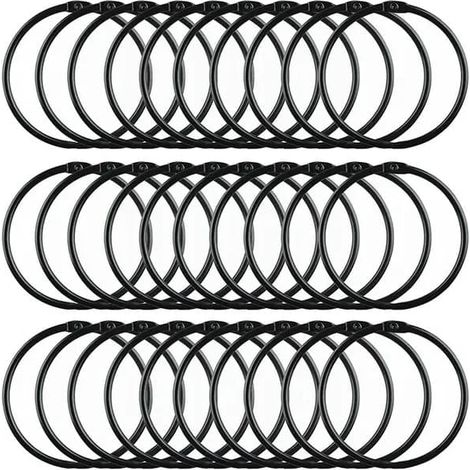 Anneaux de rideau de douche en métal antirouille, électroplaqués, glissement fluide, noirs, lot de 30, diamètre intérieur ≈ 5 cm, pour tringles ≤ 1,25 pouces (1/5)
