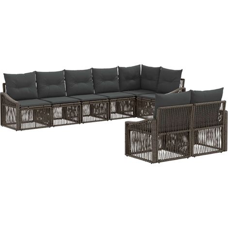 Gartensofa-set 8 pcs Grau Poly-Rattan vidaXL