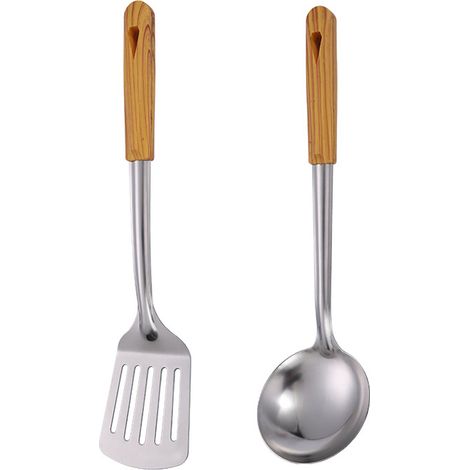 Ensemble d'ustensiles de cuisine en acier inoxydable - 2 ustensiles de cuisine - Ensemble d'ustensiles de cuisine antiadhésifs (1/5)