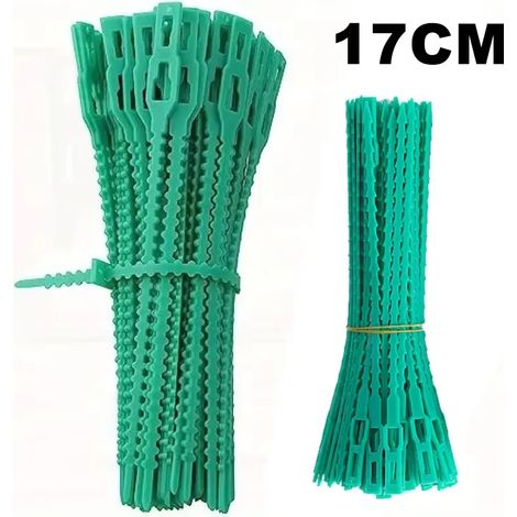 (17 cm, 100 pièces) Attaches de câble réutilisables et réglables en plastique pour plantes grimpantes, arbres et arbustes de jardin, avec fermeture éclair en nylon. (1/4)