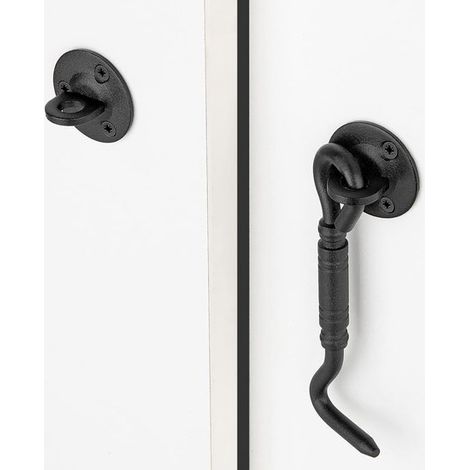 Cerradura de gancho y argolla de acero inoxidable resistente，Gancho para puerta，Cerraduras para ventana，Gancho para cabina，Negro (1/3)