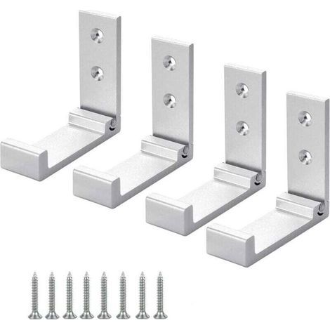 4 Stück (Silber) Wandhaken aus Aluminiumlegierung, 90° klappbare Kleiderhaken mit Schrauben für Schranktüren, Wandmontage in Küche, Bad, Büro, Garderobe (1/4)