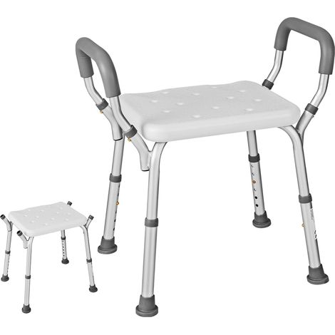COSTWAY Silla Ducha Mayores, Taburete baño Adultos, Taburete de baño con Brazos Acolchados Desmontables, Pies de Caucho Antideslizantes, Ajustable en Altura en 6 Niveles, para Personas Mayores (1/5)