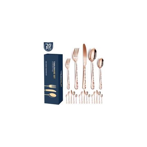 Ensemble de couverts 20 pièces en acier inoxydable, format pour 4 personnes, or rose (1/5)
