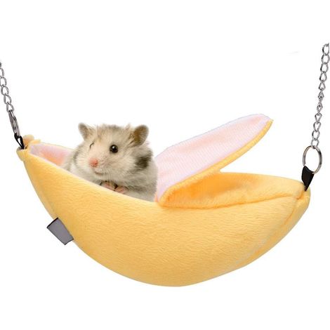 Lit Pour Hamster - Maison Suspendue En Forme De Banane - Tapis Chauffant Doux Pour Cage - Pour Gerbilles Chinchillas Cobayes - 1 Pièce (1/5)