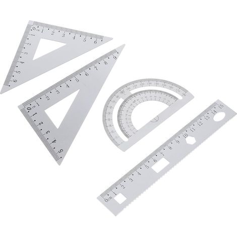 Ensemble de 4 règles métalliques ORFOFE avec équerre et (1/5)