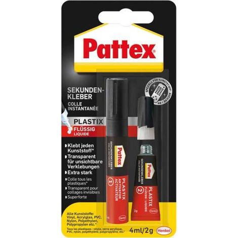 COLLE SPÉCIALE POUR MATIÈRES PLASTIQUES À PRISE RAPIDE PATTEX PSA1C (1/3)
