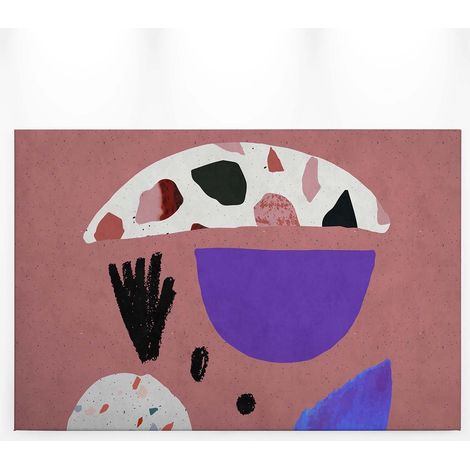 Tableau original motif terrazzo rose bleu & blanc | Tableau cuisine moderne multicolore | Tableau sur toile chambre adulte 0,9 x 0,6 m (1/5)