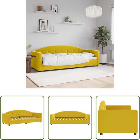 Canapé-lit - Lit de repos sans matelas jaune 80x200 cm velours (1/5)
