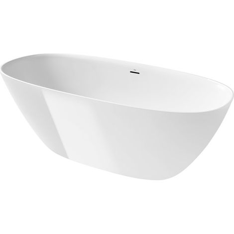 Baignoire en îlot ARIANE 240L en Stonex avec vidage et siphon - Blanc (1/5)