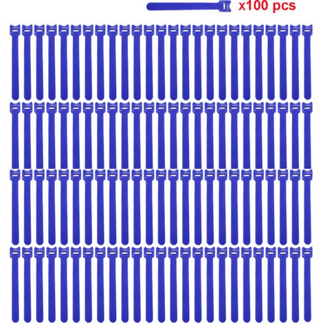 Paquete de 100 bridas reutilizables para cables de ordenador, micrófono, altavoz, guitarra y TV (12 x 200 mm) (1/5)