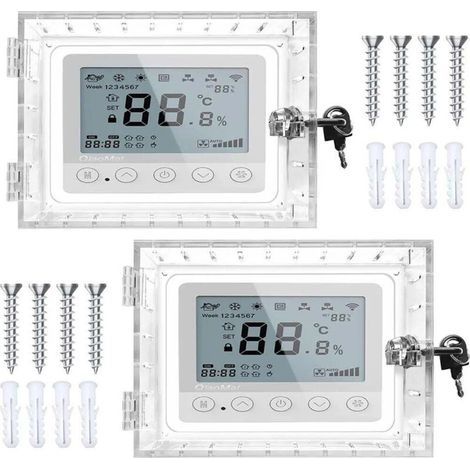 Boîte de verrouillage thermostat universelle avec clé, couvercle transparent acrylique 20x12x5,7cm – Lot de 2, protection anti-altération (1/4)