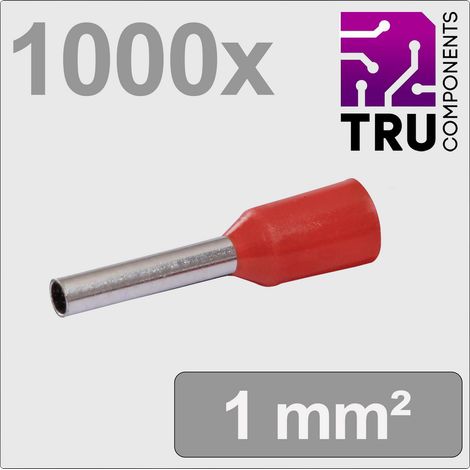 TRU COMPONENTS TC-13377200 Aderendhülse 1 mm² Teilisoliert Rot 1000 St.