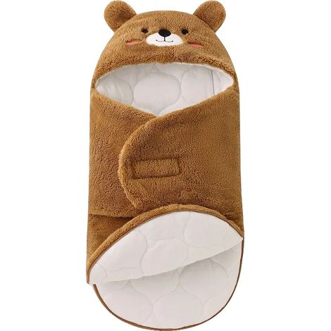 Manta para bebé, estampado de animales, material de poliéster aterciopelado, 9003 marrón claro-a, 76x92-a (1/2)