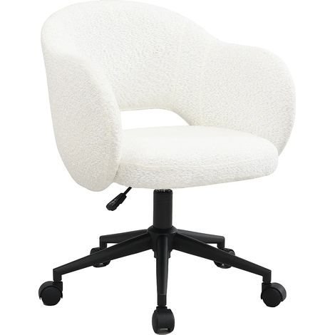 Chaise de bureau - Tissu bouclette - Blanc - ACACILIO (1/5)
