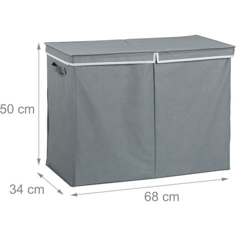 Cesto portabiancheria 100 L pieghevole con coperchio facile trasporto design moderno in tessuto grigio 130015391