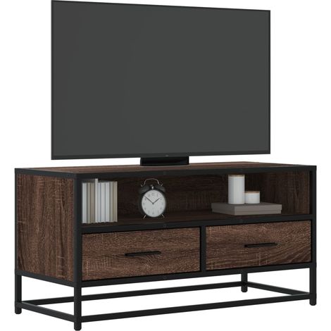 TV-Schrank Eichen-Optik 80x34,5x40 cm Holzwerkstoff und Metall