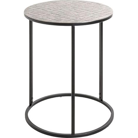 Table d'Appoint Ronde "Galia" 60cm Argent & Noir