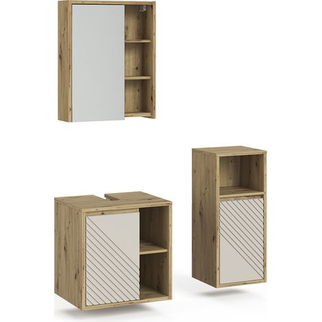 Conjunto de muebles de baño de 3 piezas Viola, Roble artesanal, 3 partes, Vicco (1/5)
