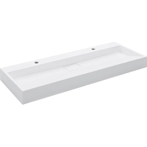 Lavabo vasque à poser Luxueux, Bac à laver, 120x46x11 cm Fonte minérale/marbre Blanc OIB5599E (1/5)