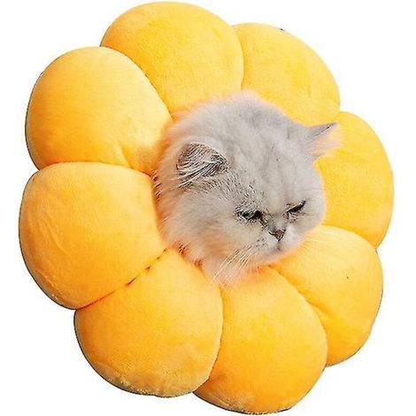Medizinisches Anti-Beiß- und Anti-Leck-Halsband mit Sonnenblumenmuster für Katzen und Hunde - Gelb (XL) (1/5)