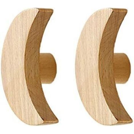 Ganci da parete per bambini, appendiabiti in legno da parete per appendere borse, asciugamani e cappotti, design moderno scandinavo (Luna, set da 2) (1/5)