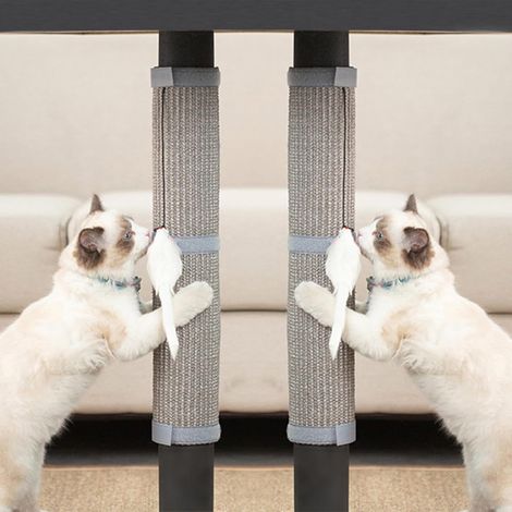 Lot de 2 tapis de protection anti-rayures pour chat - Protection des meubles pour animaux de compagnie - Pied de table - Griffoir pour chat - 50 x 25 cm (gris) (1/5)
