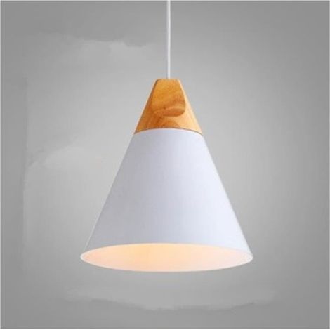 Lustre Plafonnier Moderne en Métal bois forme Diamant Abat-Jour Suspension à Luminaire Douille E27-M-BLANC (1/4)